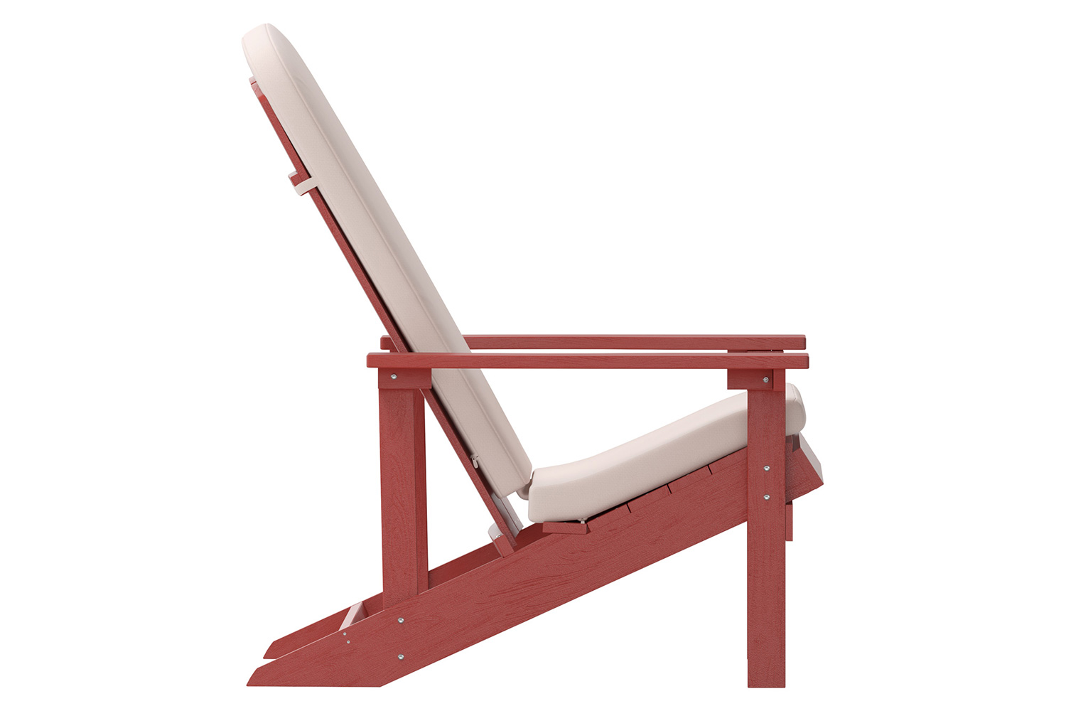 BLNK Charlestown All-Weather Poly Resin Wood Adirondack Chairs Set of 2 - Red, with Cream Cushions