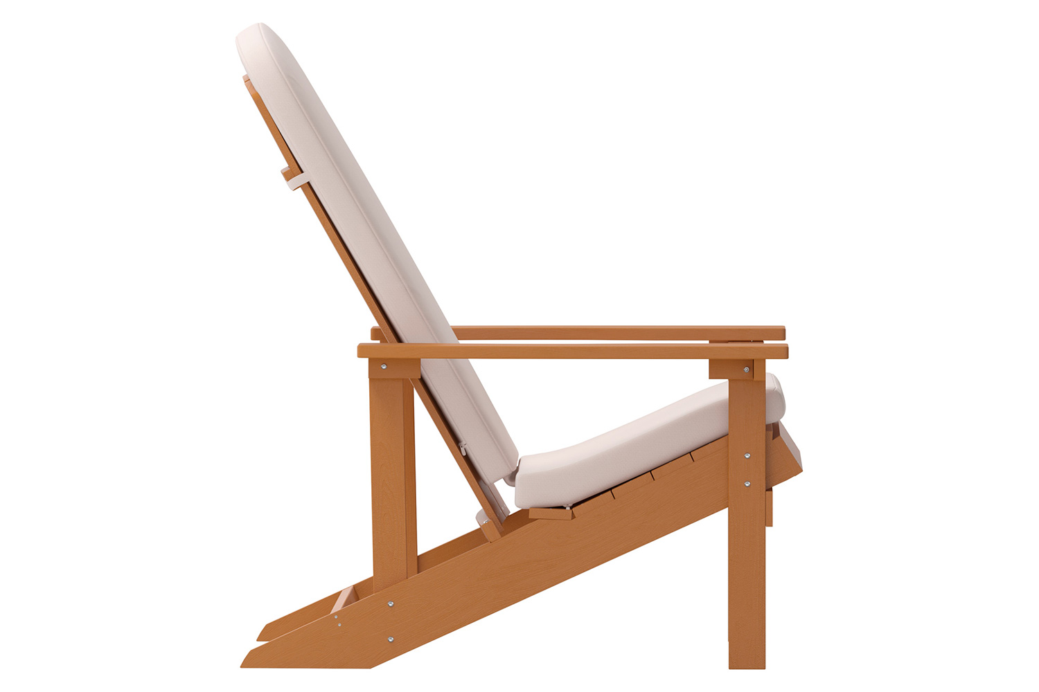 BLNK Charlestown All-Weather Poly Resin Wood Adirondack Chairs Set of 2 - Teak, with Cream Cushions