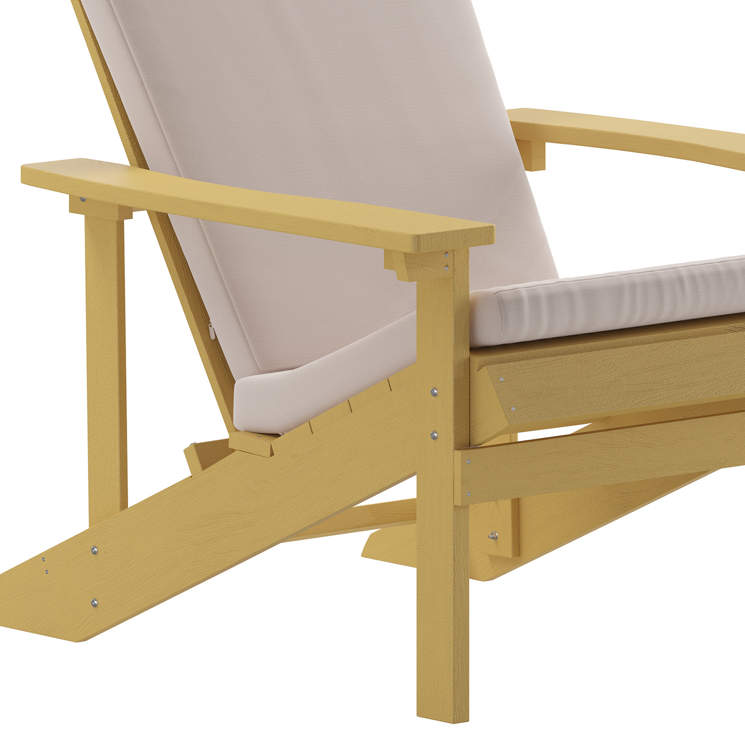 BLNK Charlestown All-Weather Poly Resin Wood Adirondack Chairs Set of 2 - Yellow, with Cream Cushions