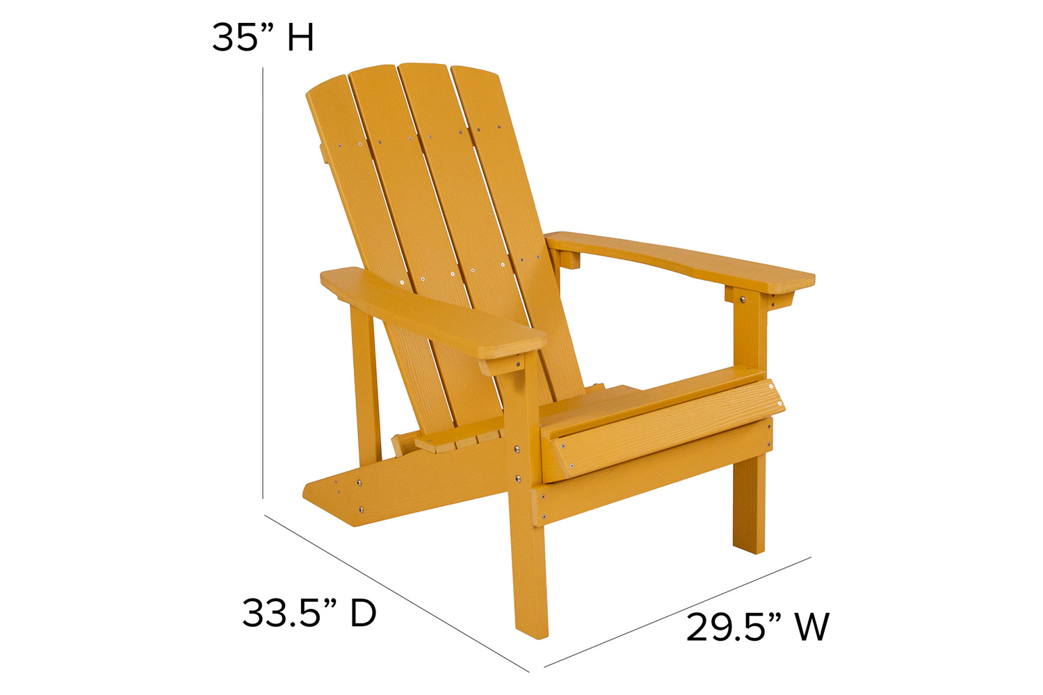 BLNK Charlestown All-Weather Poly Resin Wood Adirondack Chairs Set of 2 - Yellow, with Cream Cushions