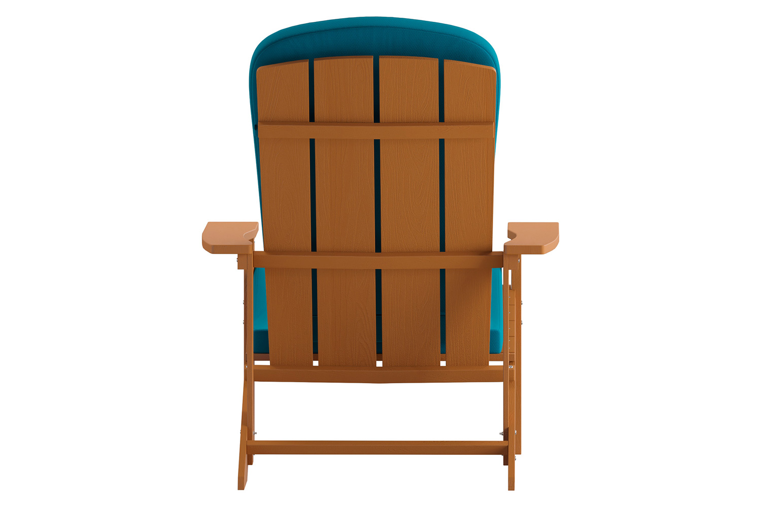 BLNK Charlestown All-Weather Poly Resin Wood Adirondack Chairs Set of 2 - Teak, with Teal Cushions