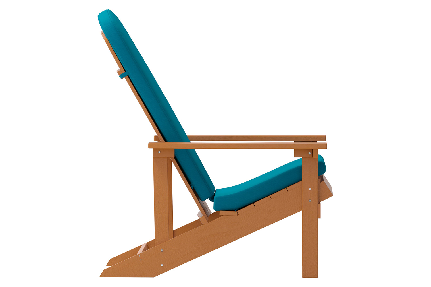 BLNK Charlestown All-Weather Poly Resin Wood Adirondack Chairs Set of 2 - Teak, with Teal Cushions