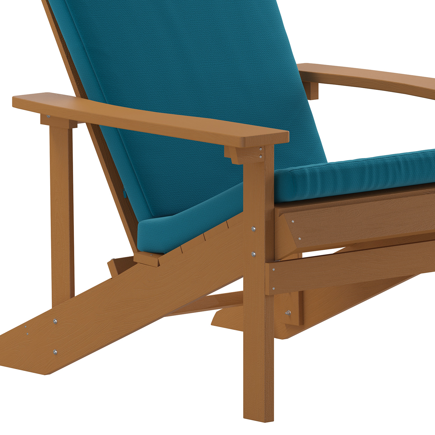 BLNK Charlestown All-Weather Poly Resin Wood Adirondack Chairs Set of 2 - Teak, with Teal Cushions