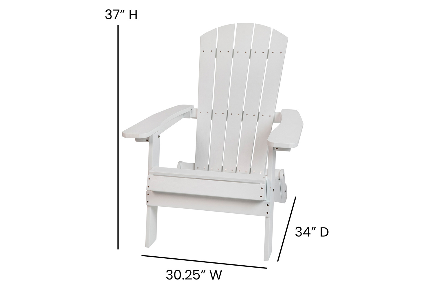 BLNK Charlestown All-Weather Poly Resin Folding Adirondack Chairs Set of 2 - White, with Gray Cushions