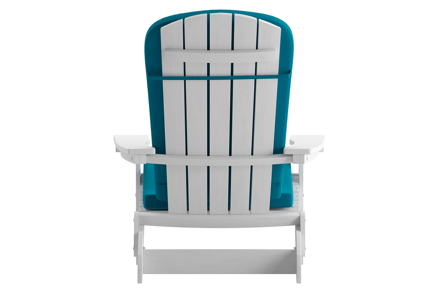 BLNK™ Charlestown All-Weather Poly Resin Folding Adirondack Chairs Set of 2 - White, with Teal Cushions