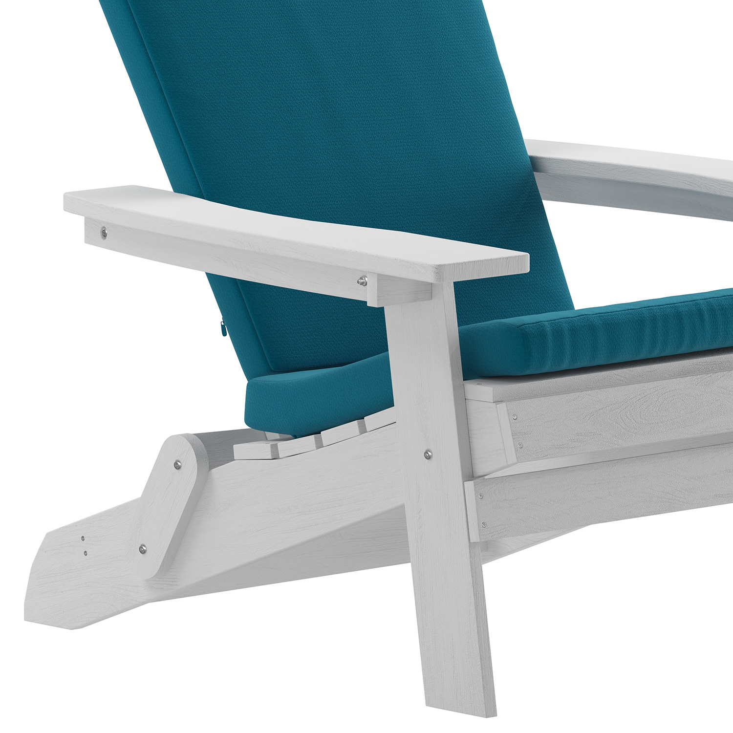 BLNK™ Charlestown All-Weather Poly Resin Folding Adirondack Chairs Set of 2 - White, with Teal Cushions