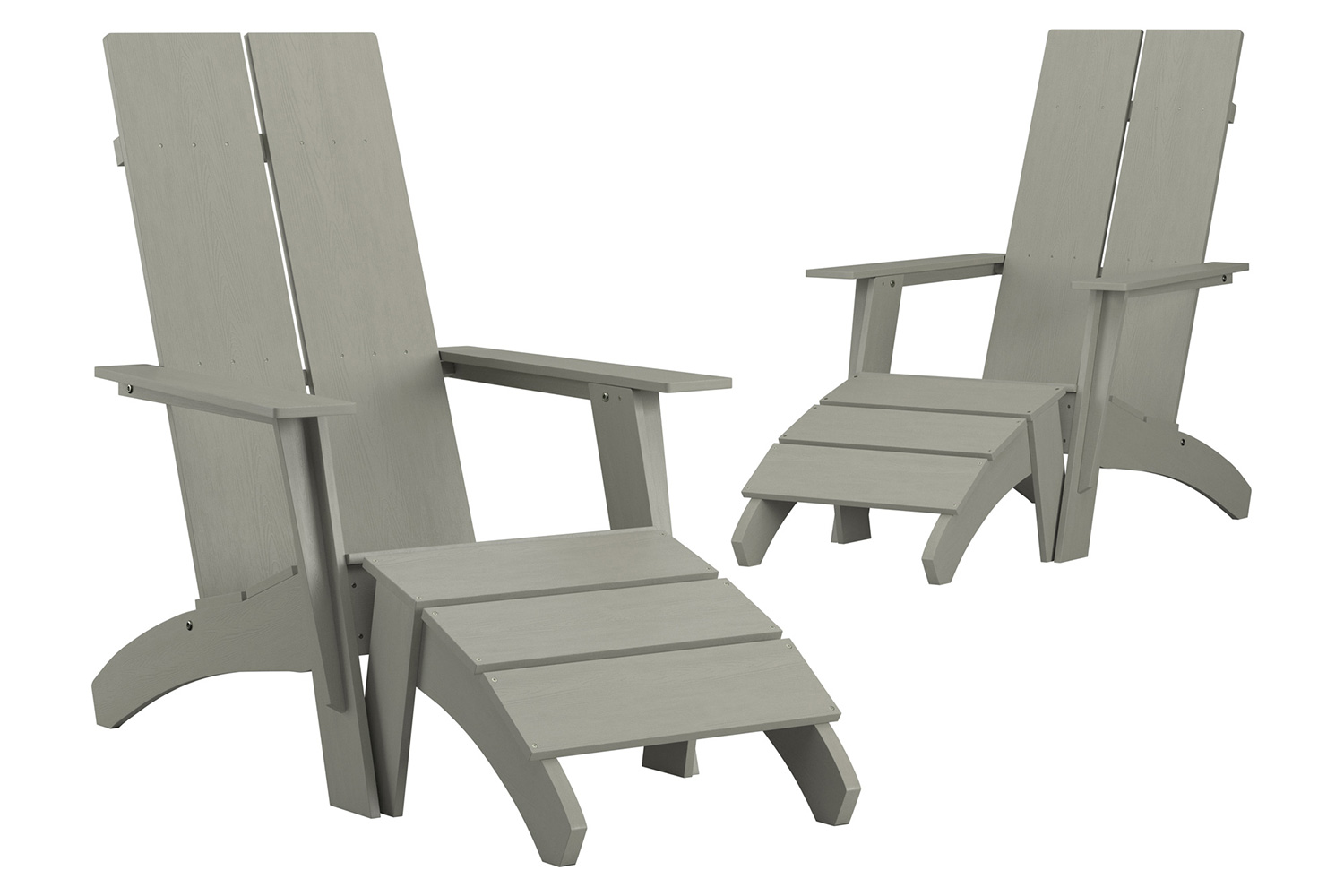 BLNK Sawyer All-Weather Poly Resin Wood Adirondack Chairs with Foot Rests Set of 2 - Gray