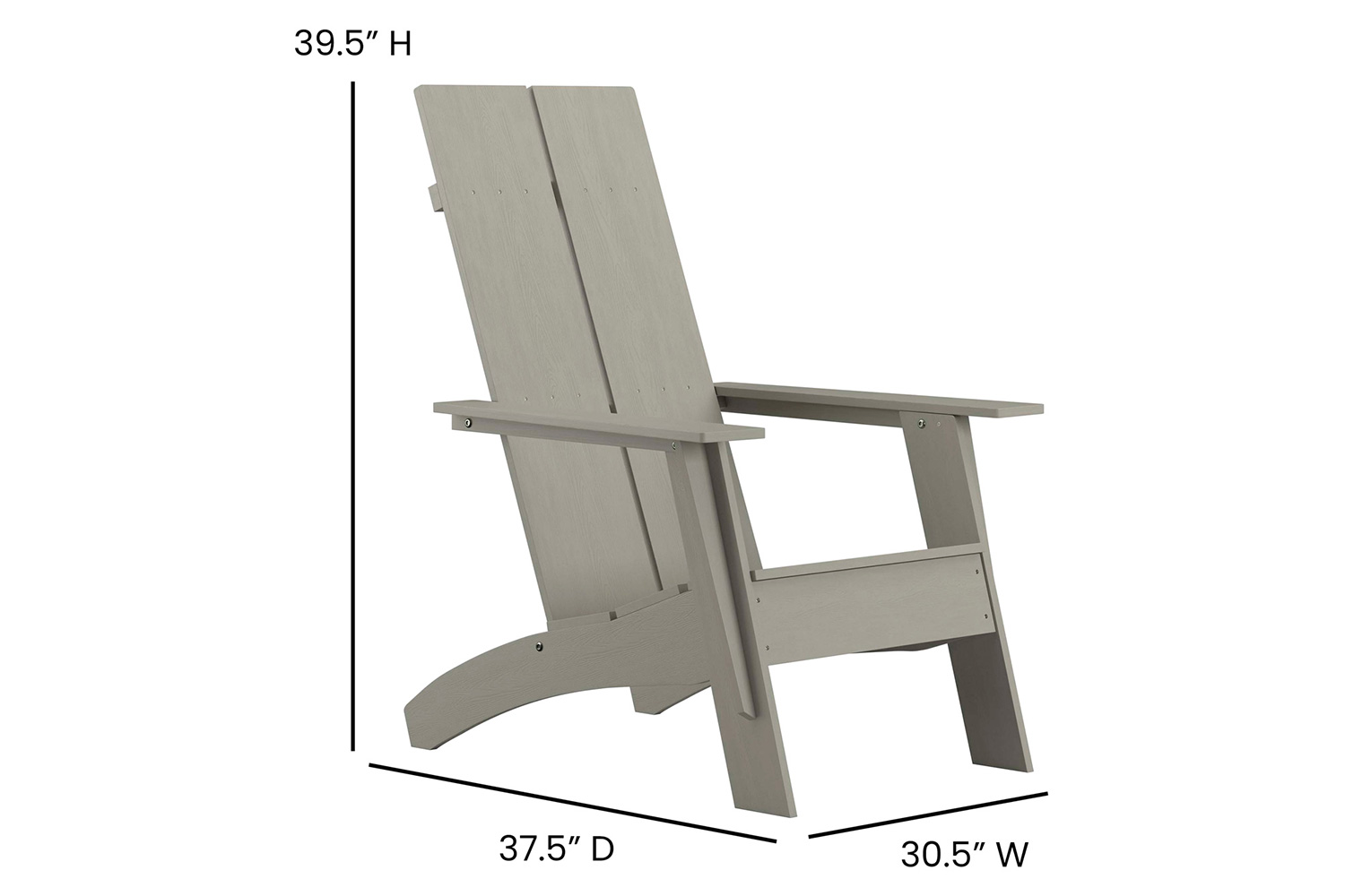 BLNK Sawyer All-Weather Poly Resin Wood Adirondack Chairs with Foot Rests Set of 2 - Gray