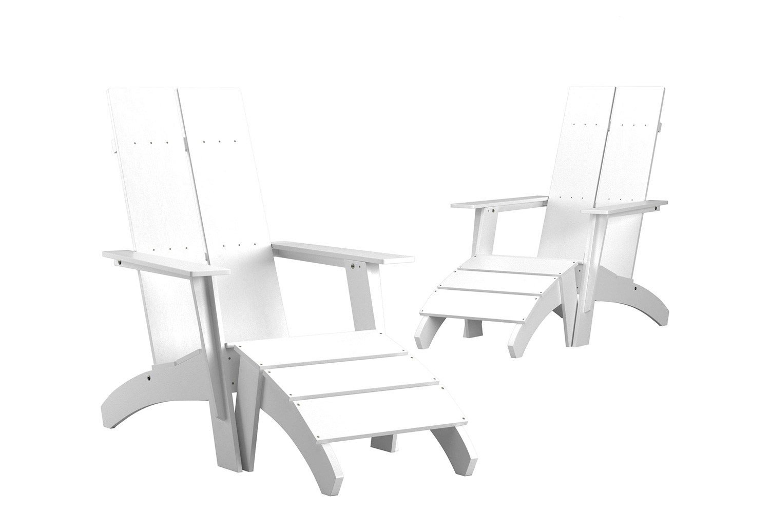 BLNK Sawyer All-Weather Poly Resin Wood Adirondack Chairs with Foot Rests Set of 2 - White