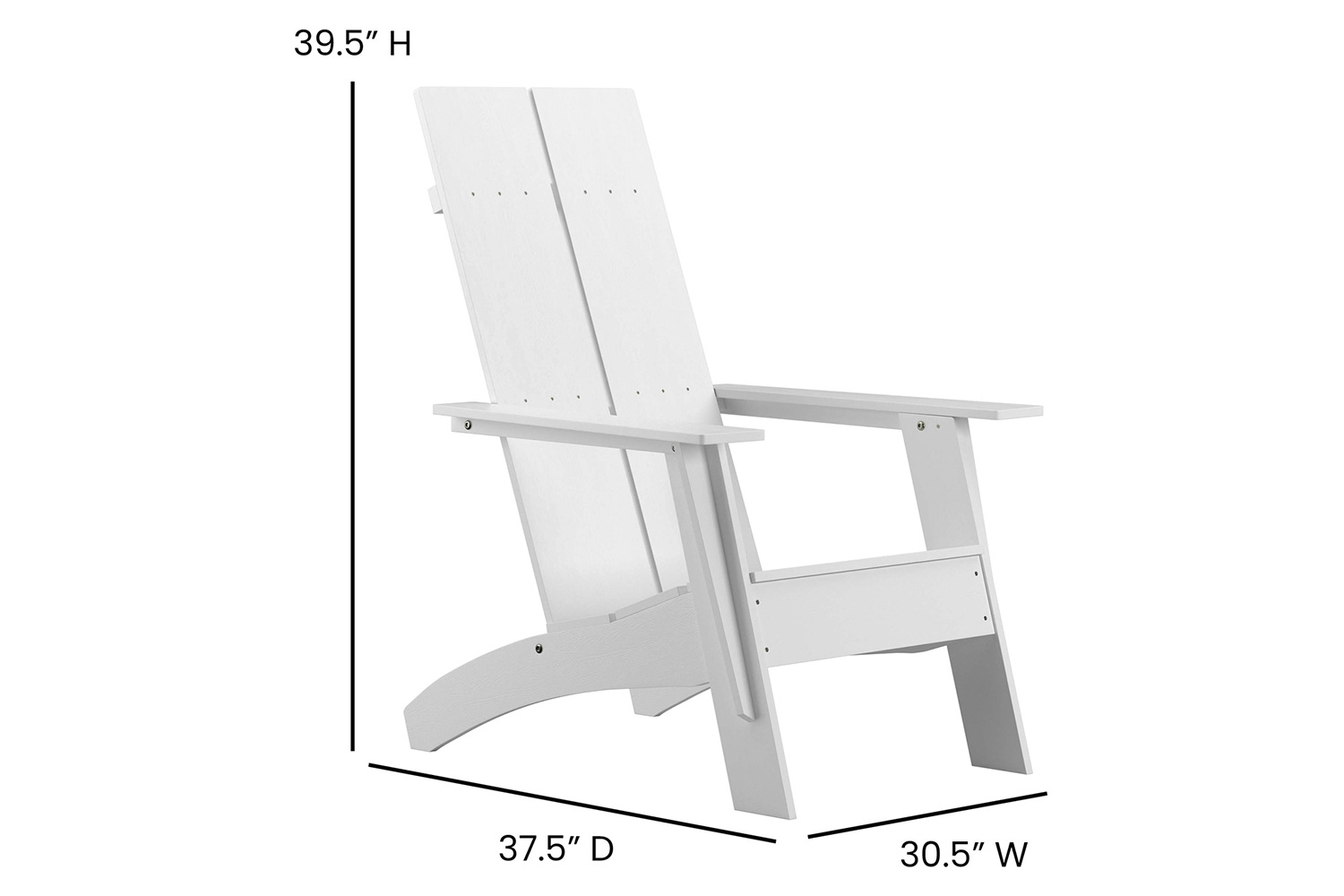 BLNK Sawyer All-Weather Poly Resin Wood Adirondack Chairs with Foot Rests Set of 2 - White