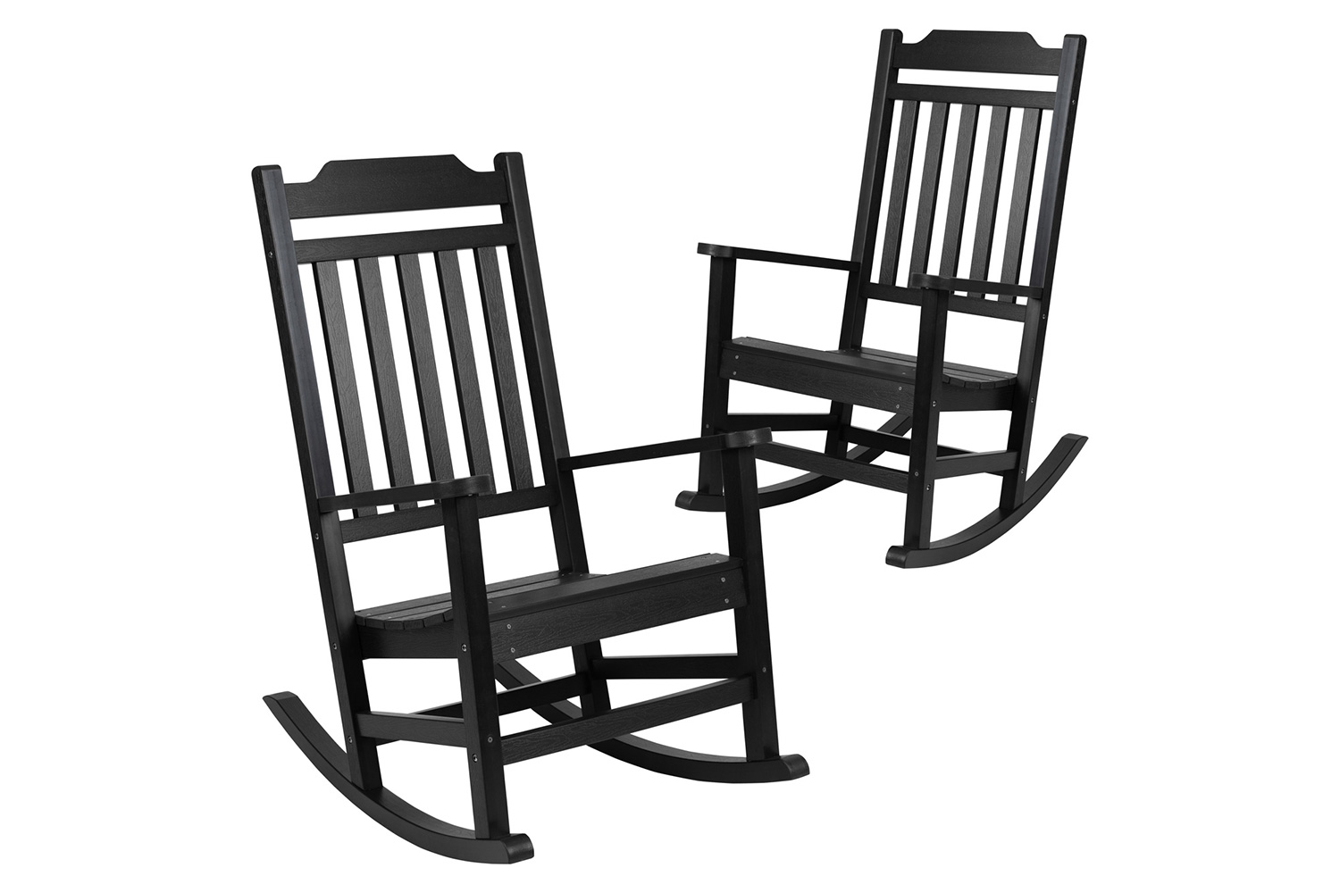 BLNK Winston All-Weather Faux Wood Rocking Chair Set of 2 - Black