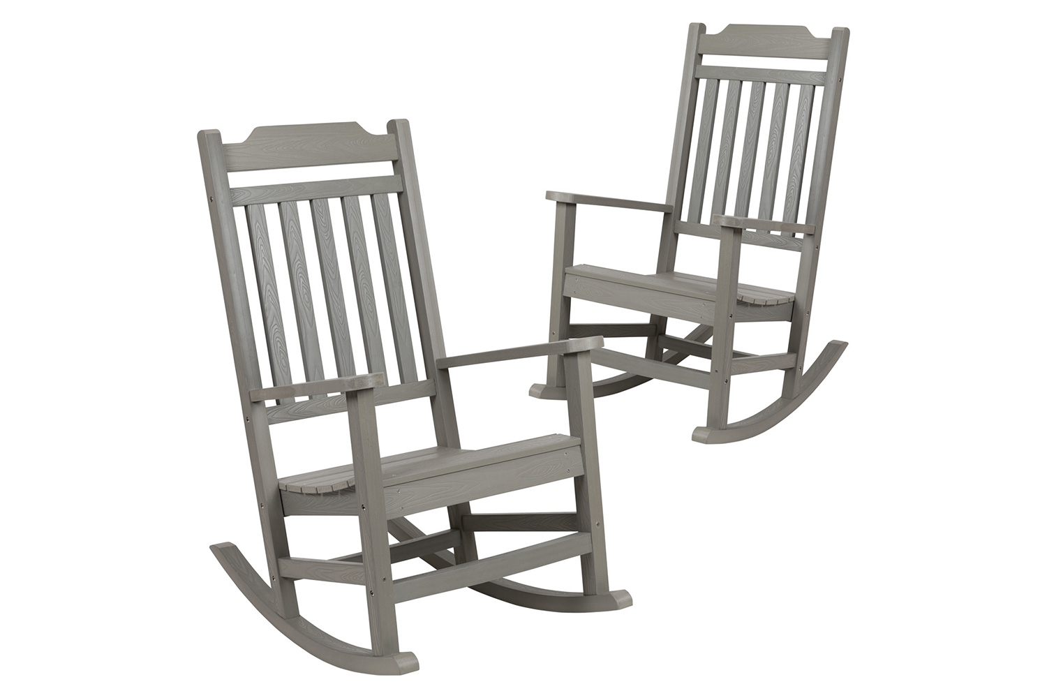 BLNK Winston All-Weather Faux Wood Rocking Chair Set of 2 - Gray