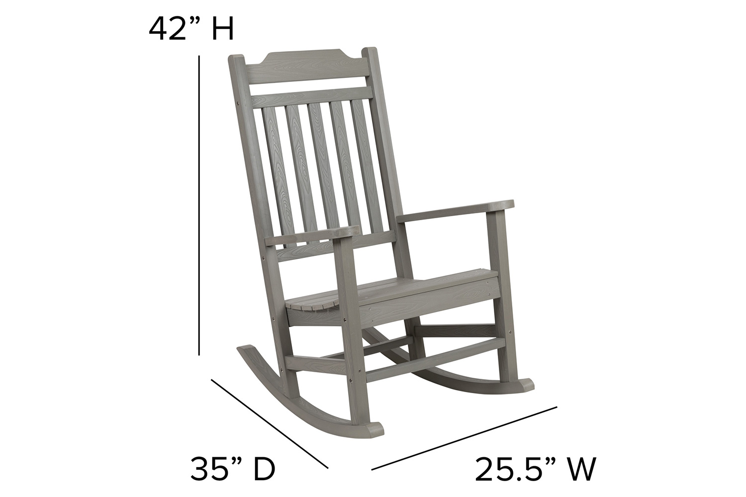 BLNK Winston All-Weather Faux Wood Rocking Chair Set of 2 - Gray