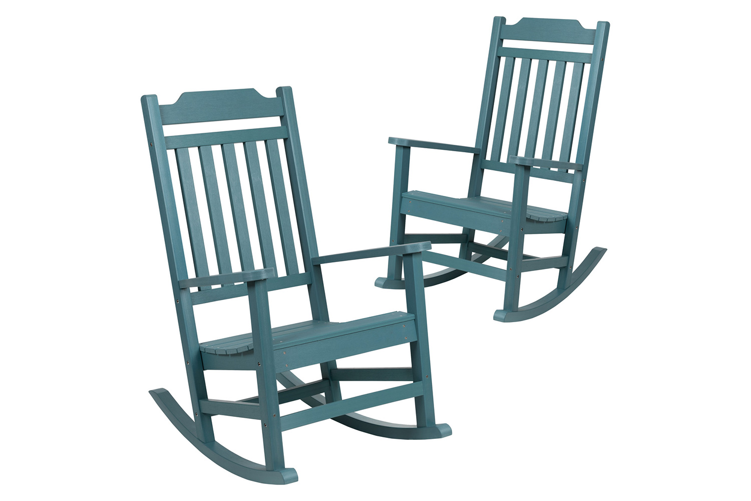 BLNK Winston All-Weather Faux Wood Rocking Chair Set of 2 - Teal