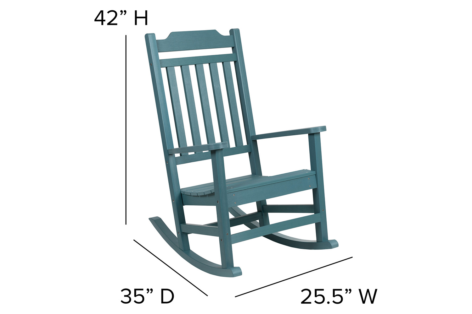 BLNK Winston All-Weather Faux Wood Rocking Chair Set of 2 - Teal