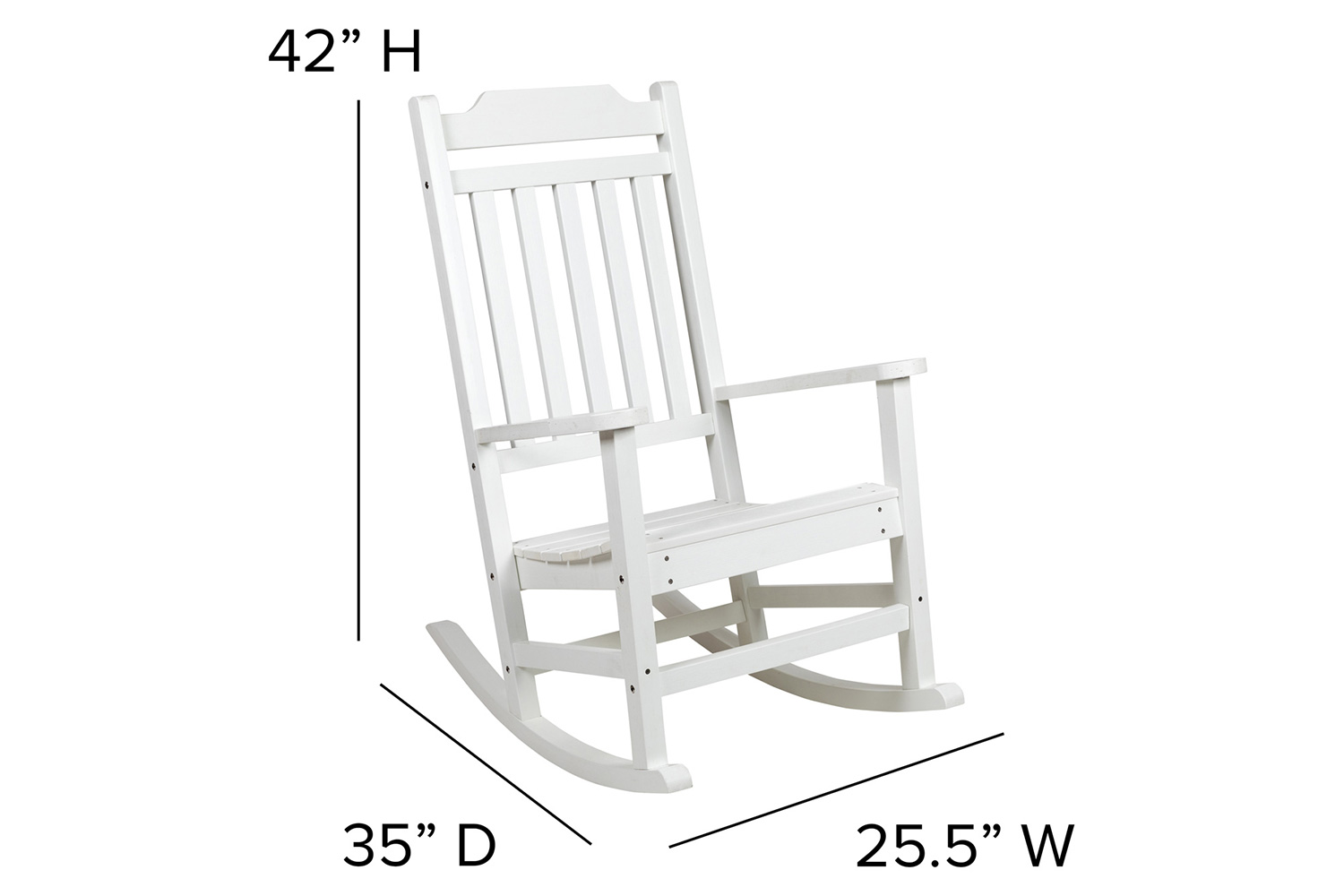 BLNK Winston All-Weather Faux Wood Rocking Chair Set of 2 - White