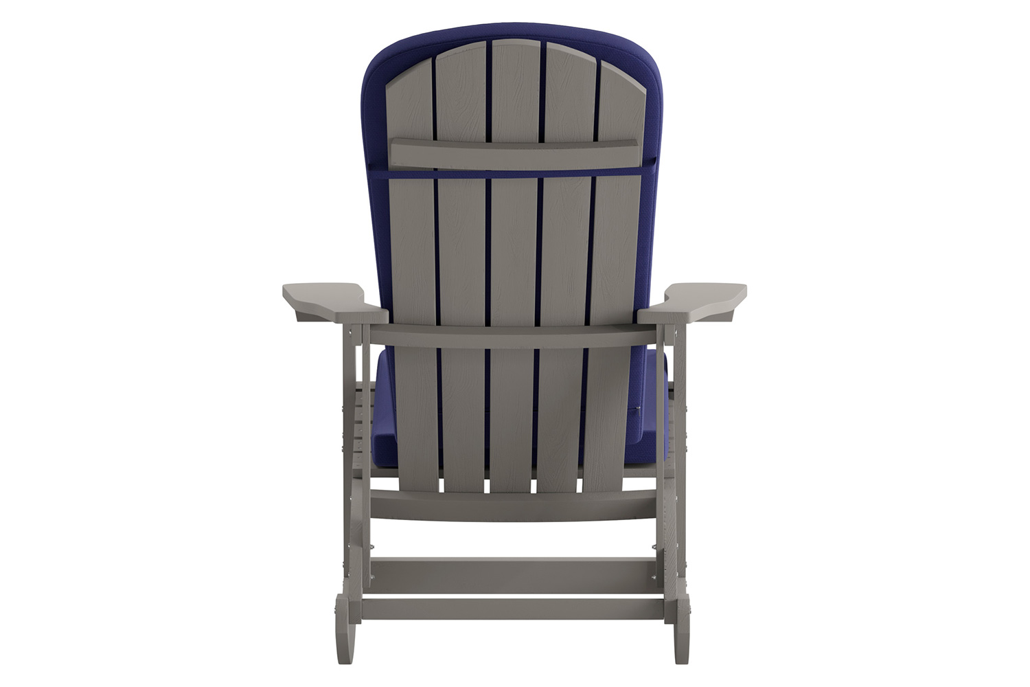 BLNK Savannah Poly Resin Wood All-Weather Adirondack Rocking Chairs with Blue Cushions for Deck, Porch, and Patio Set of 2 - Gray