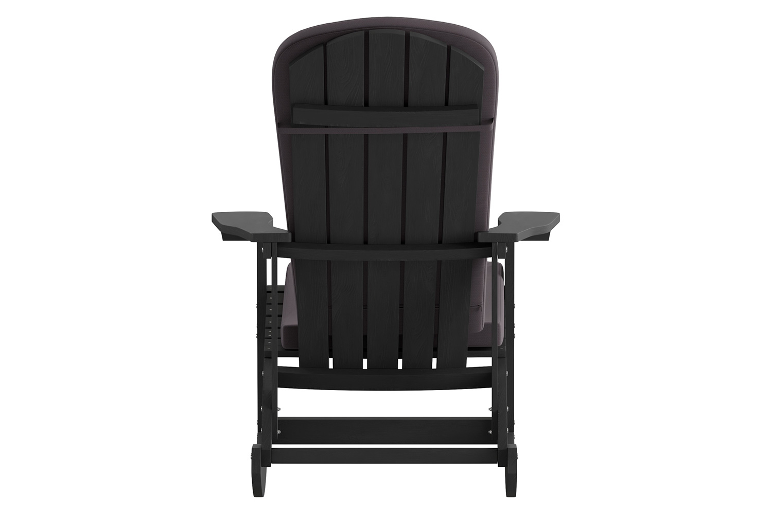 BLNK Savannah Poly Resin Wood All-Weather Adirondack Rocking Chairs with Gray Cushions for Deck, Porch, and Patio Set of 2 - Black