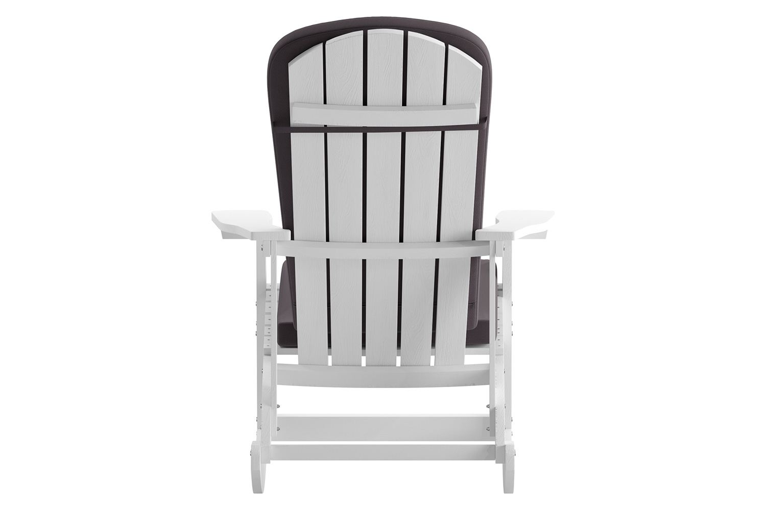 BLNK Savannah Poly Resin Wood All-Weather Adirondack Rocking Chairs with Gray Cushions for Deck, Porch, and Patio Set of 2 - White