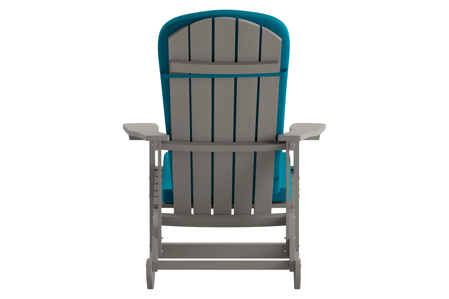 BLNK Savannah Poly Resin Wood All-Weather Adirondack Rocking Chairs with Teal Cushions for Deck, Porch, and Patio Set of 2 - Gray