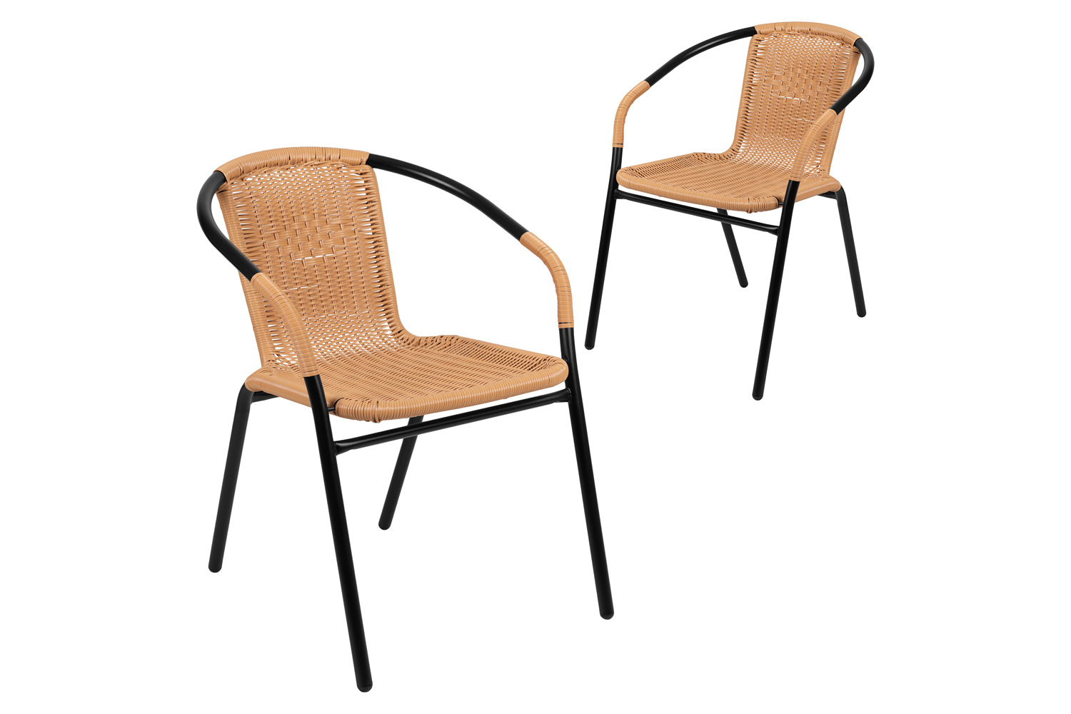 BLNK Lila Indoor-Outdoor Rattan Restaurant Stack Chair 2 Pack