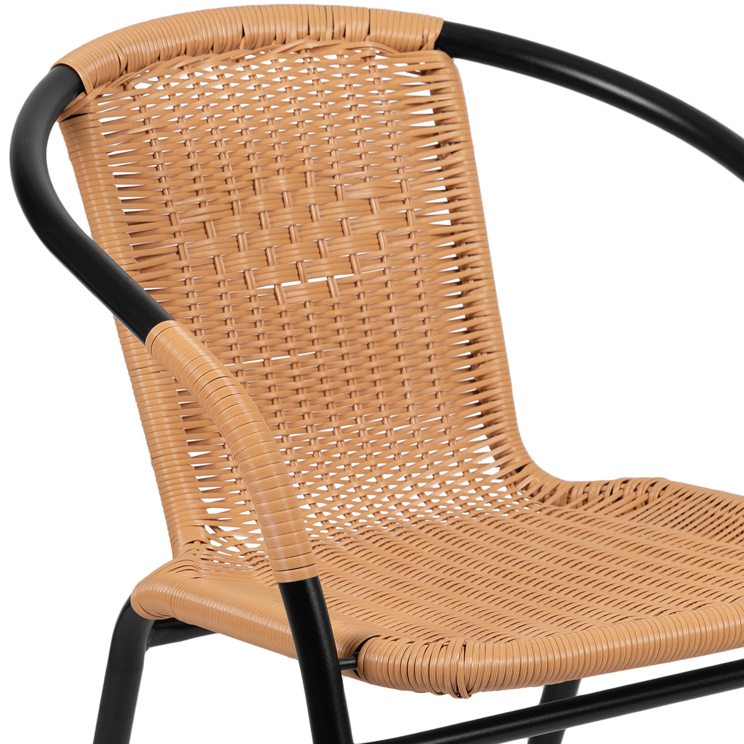 BLNK Lila Indoor-Outdoor Rattan Restaurant Stack Chair 2 Pack - Beige