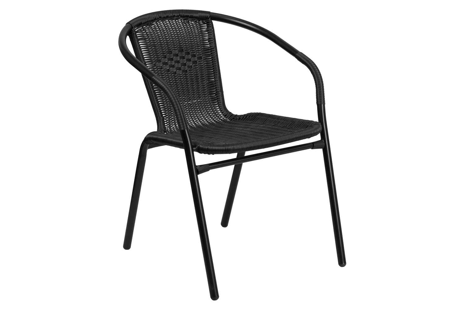 BLNK Lila Indoor-Outdoor Rattan Restaurant Stack Chair 2 Pack - Black