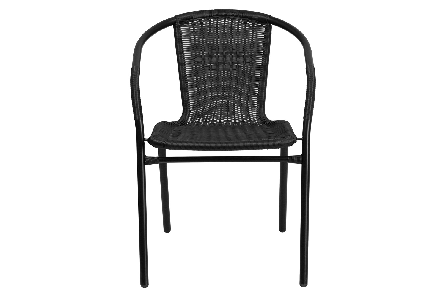 BLNK Lila Indoor-Outdoor Rattan Restaurant Stack Chair 2 Pack - Black