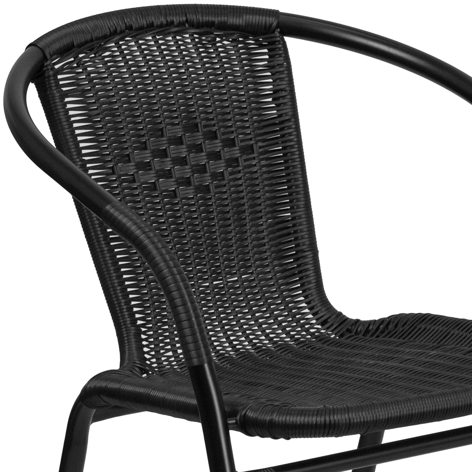 BLNK Lila Indoor-Outdoor Rattan Restaurant Stack Chair 2 Pack - Black