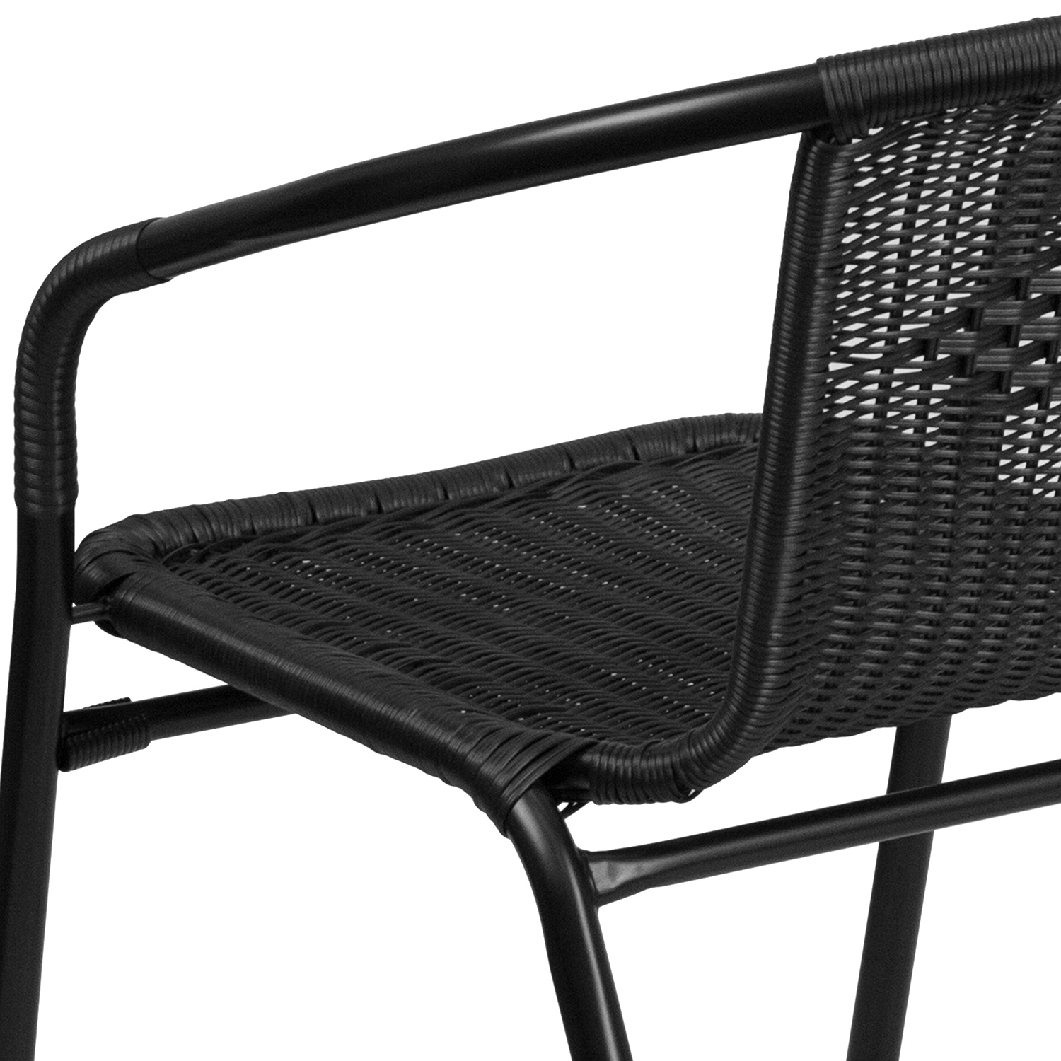 BLNK Lila Indoor-Outdoor Rattan Restaurant Stack Chair 2 Pack - Black