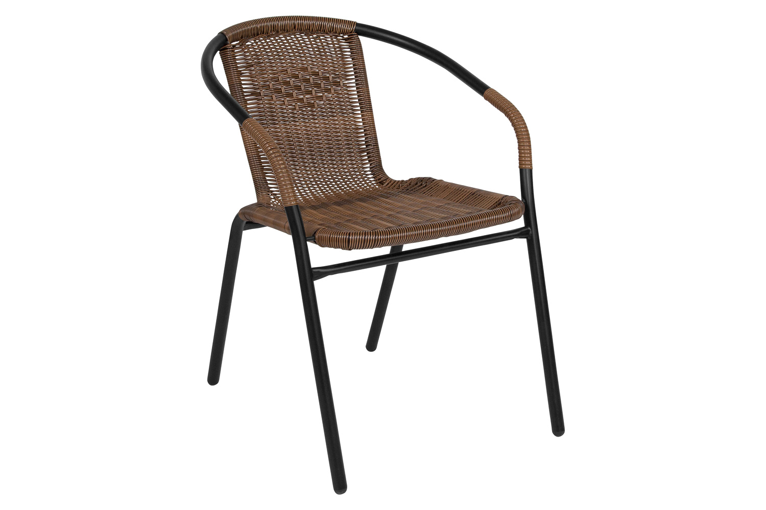 BLNK Lila Indoor-Outdoor Rattan Restaurant Stack Chair 2 Pack - Medium Brown