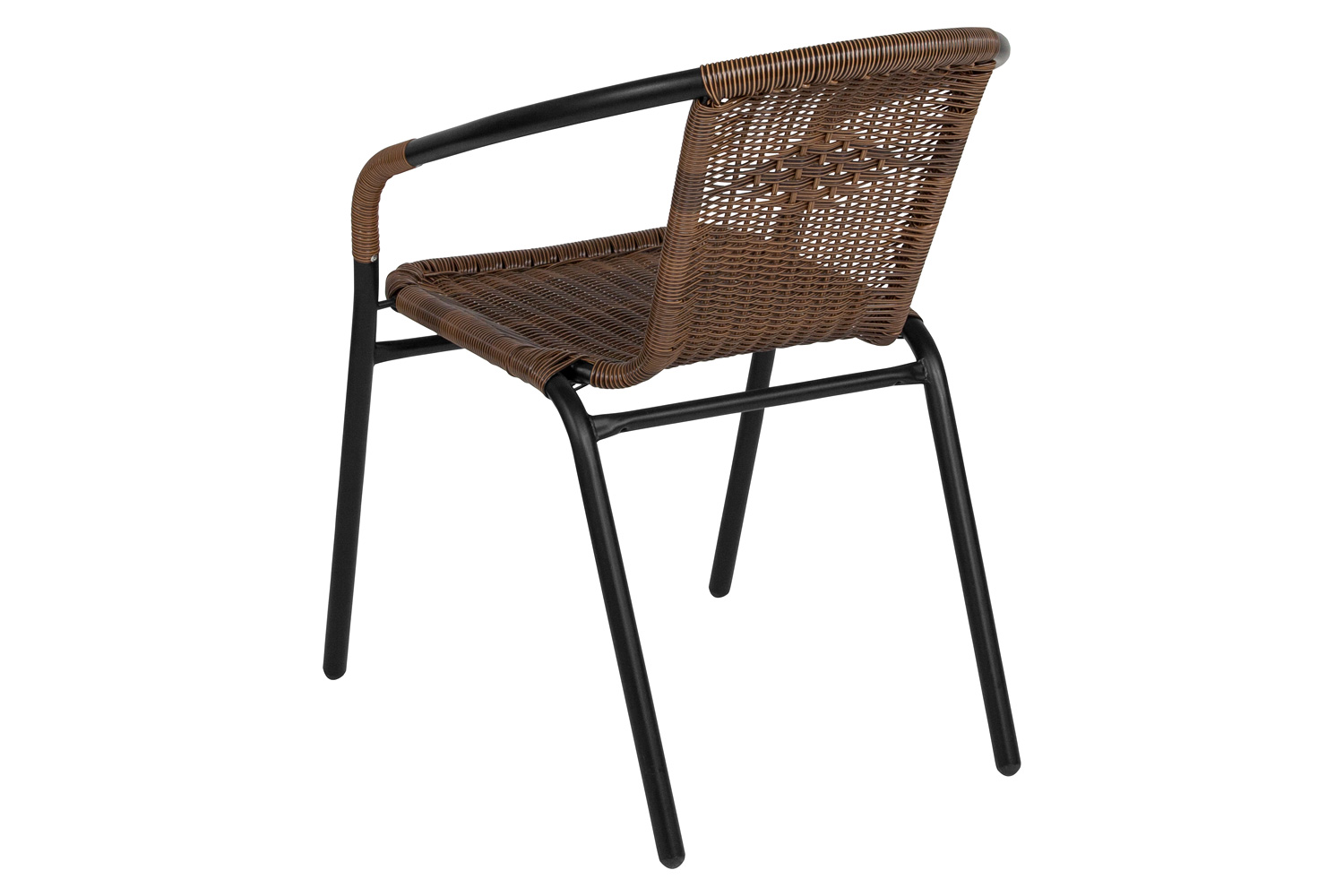 BLNK Lila Indoor-Outdoor Rattan Restaurant Stack Chair 2 Pack - Medium Brown