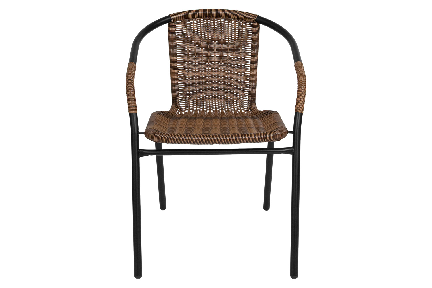 BLNK Lila Indoor-Outdoor Rattan Restaurant Stack Chair 2 Pack - Medium Brown