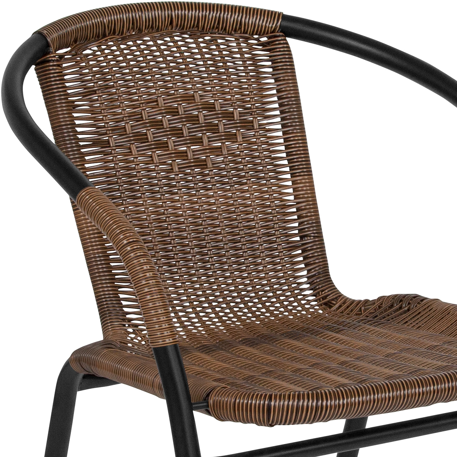 BLNK Lila Indoor-Outdoor Rattan Restaurant Stack Chair 2 Pack - Medium Brown