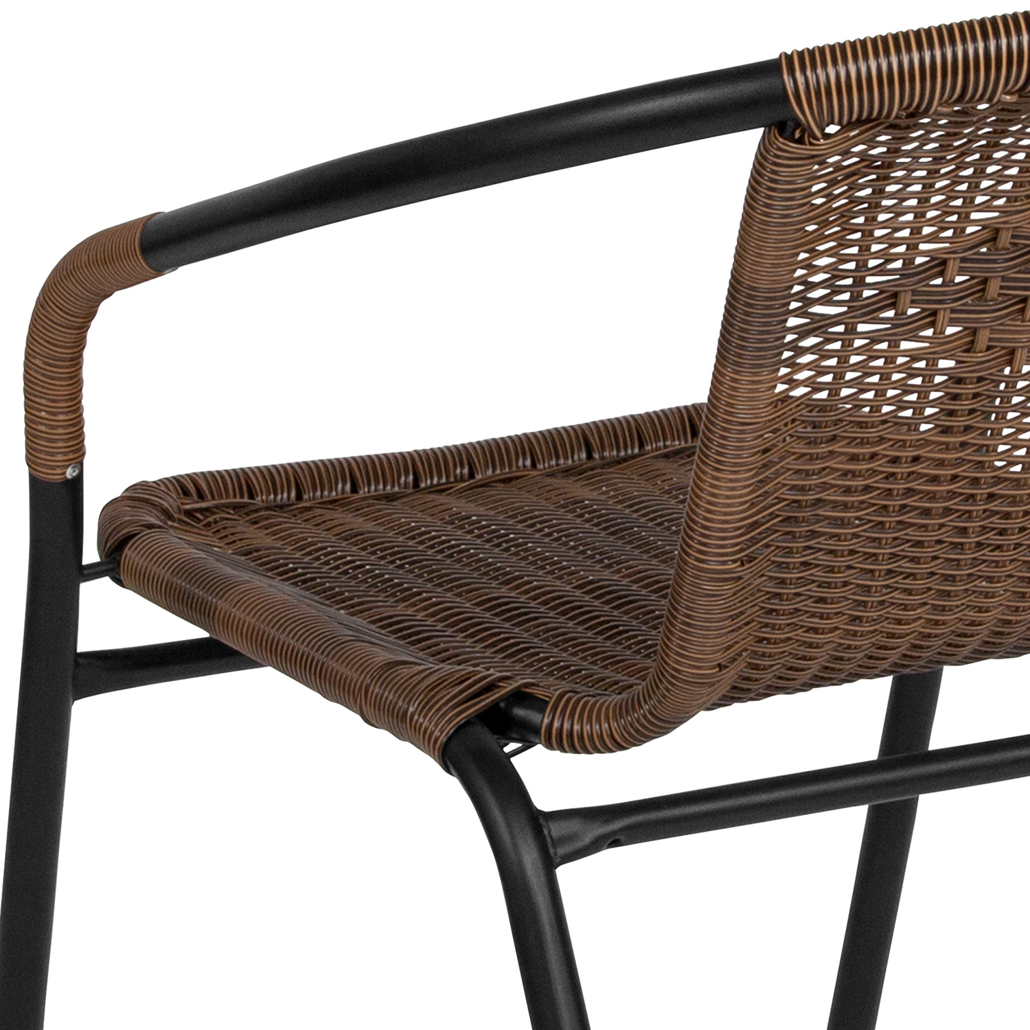 BLNK Lila Indoor-Outdoor Rattan Restaurant Stack Chair 2 Pack - Medium Brown