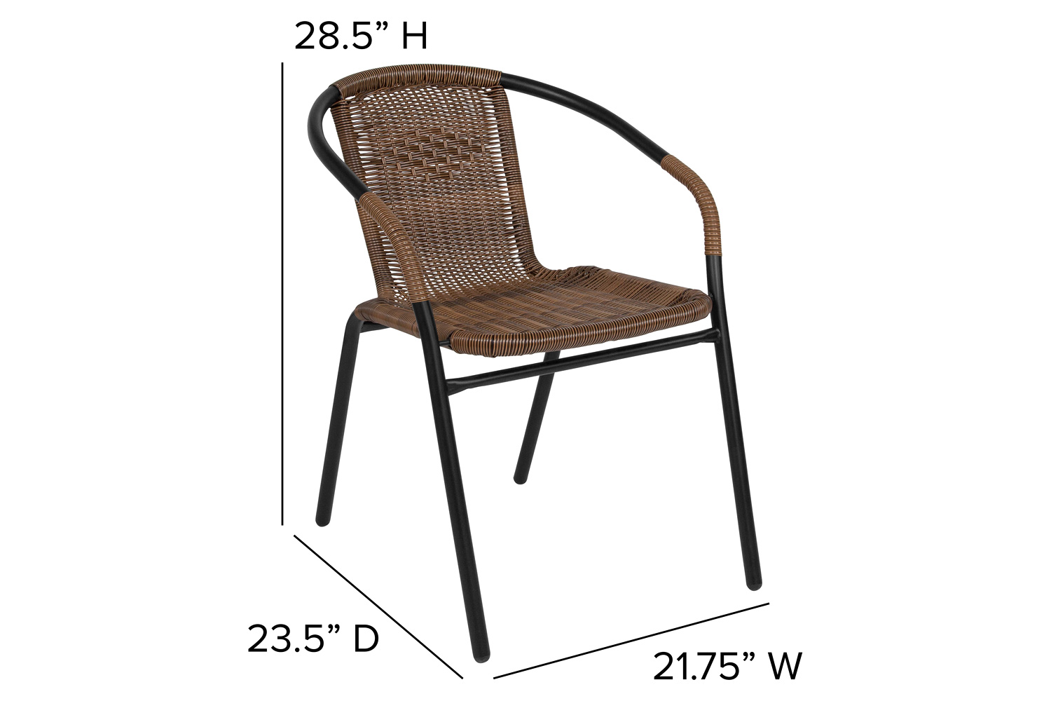 BLNK Lila Indoor-Outdoor Rattan Restaurant Stack Chair 2 Pack - Medium Brown