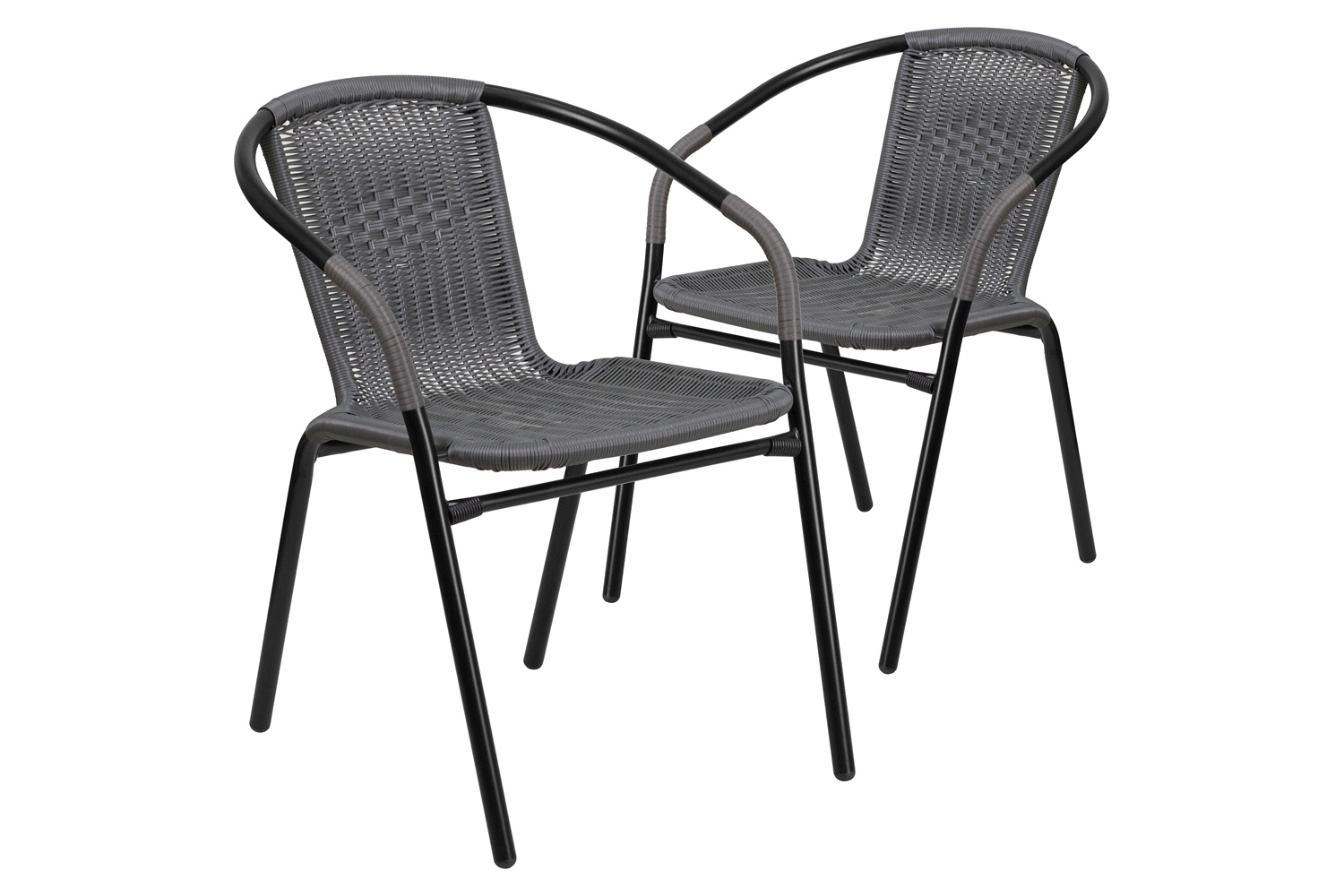 BLNK Lila Indoor-Outdoor Rattan Restaurant Stack Chair 2 Pack - Gray