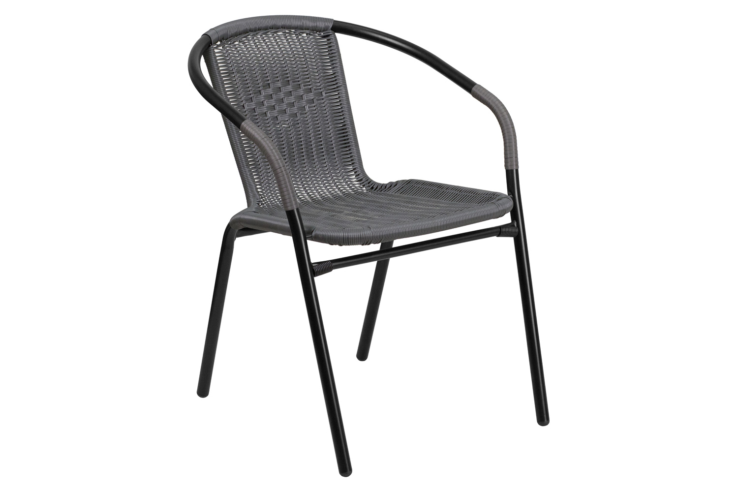 BLNK Lila Indoor-Outdoor Rattan Restaurant Stack Chair 2 Pack - Gray