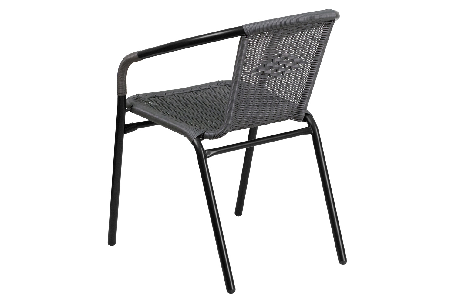 BLNK Lila Indoor-Outdoor Rattan Restaurant Stack Chair 2 Pack - Gray