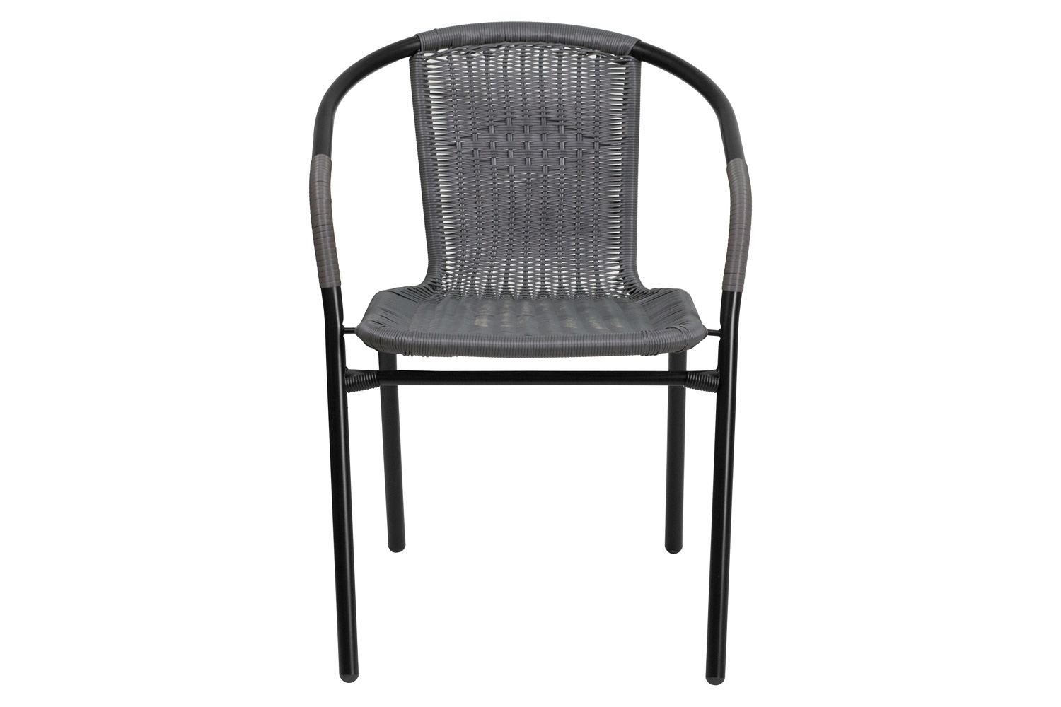 BLNK Lila Indoor-Outdoor Rattan Restaurant Stack Chair 2 Pack - Gray