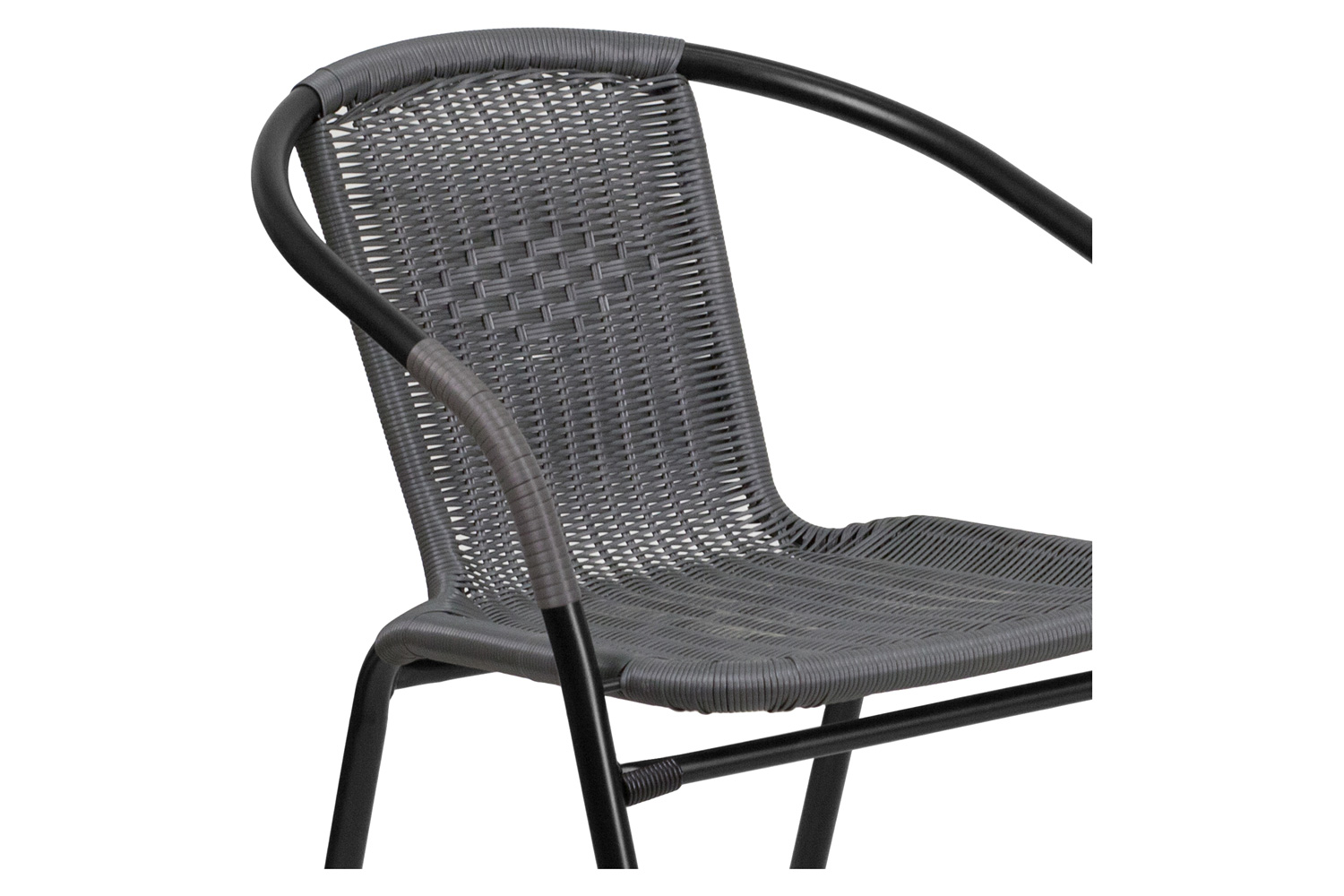 BLNK Lila Indoor-Outdoor Rattan Restaurant Stack Chair 2 Pack - Gray