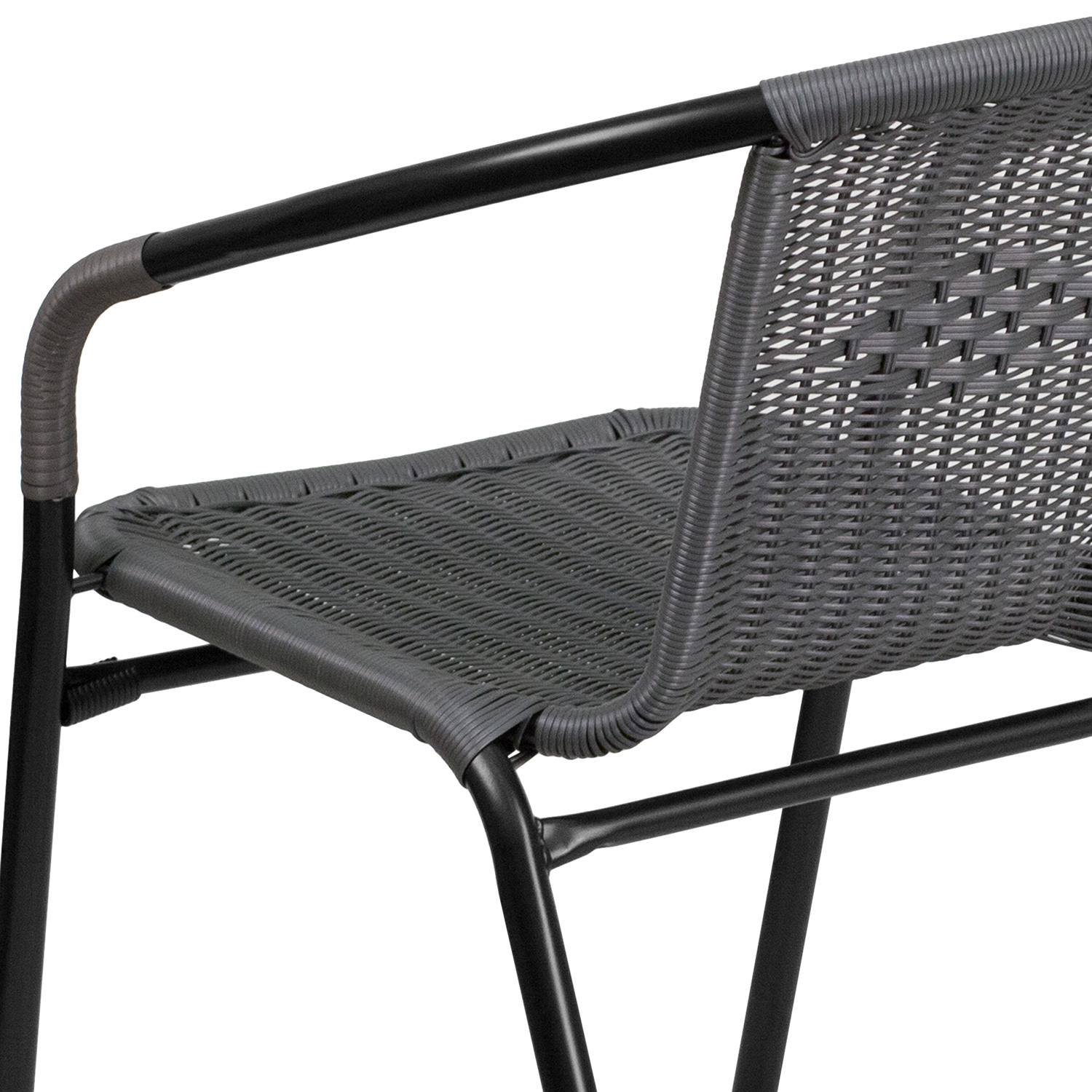 BLNK Lila Indoor-Outdoor Rattan Restaurant Stack Chair 2 Pack - Gray