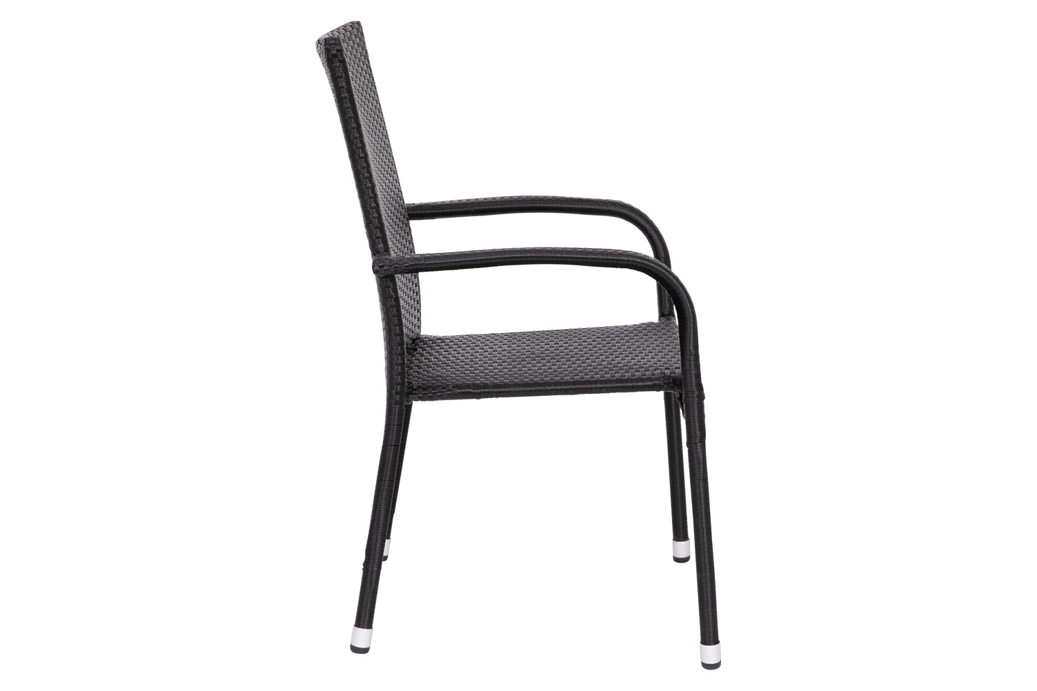 BLNK Maxim Stackable Indoor-Outdoor Wicker Dining Chairs with Arms Set of 2 - Black