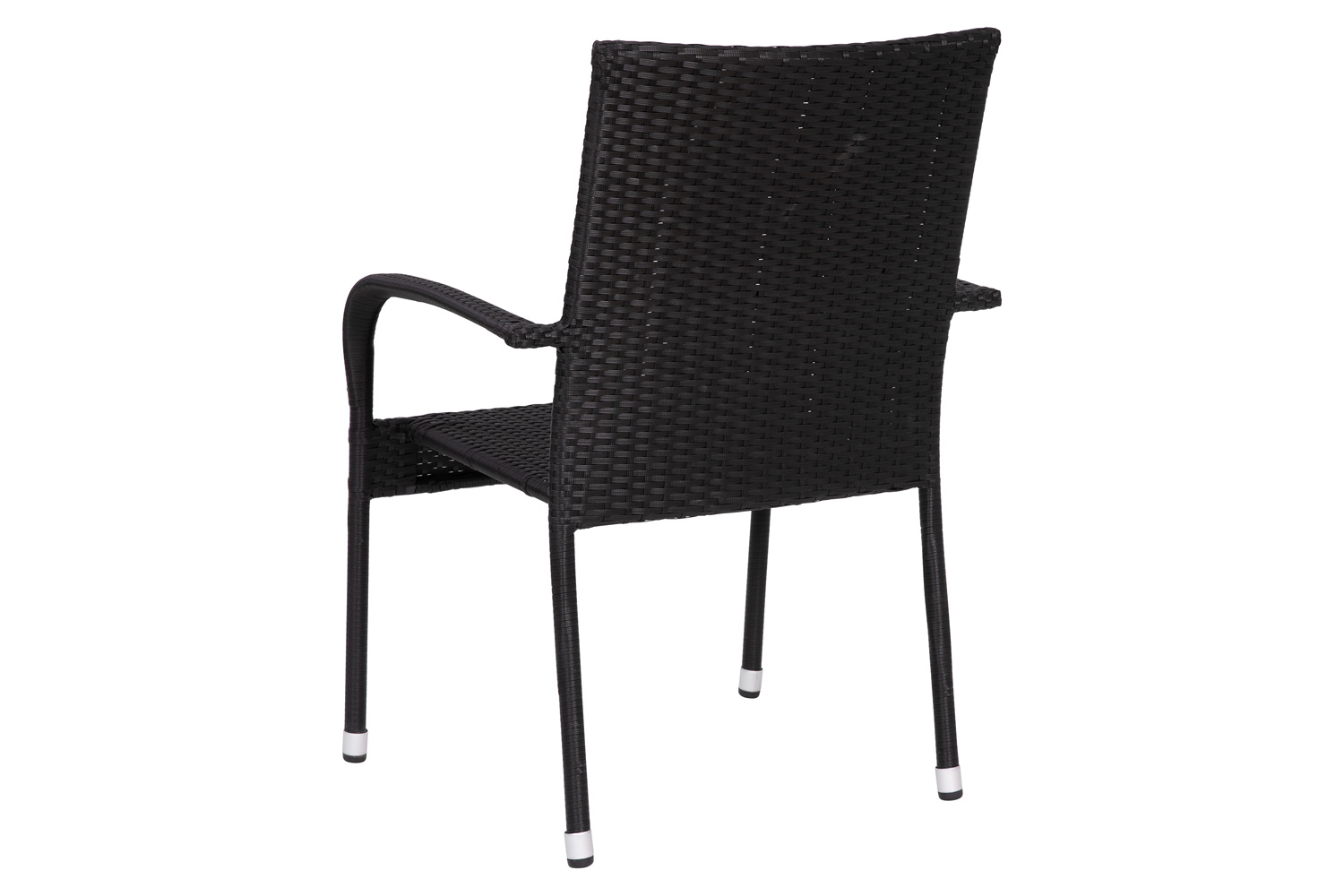 BLNK Maxim Stackable Indoor-Outdoor Wicker Dining Chairs with Arms Set of 2 - Black