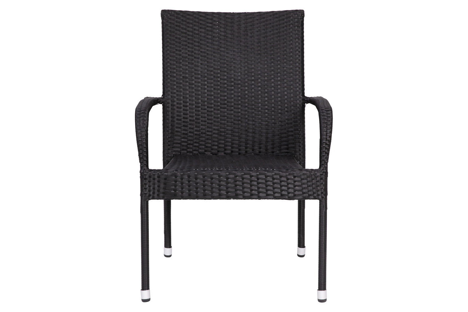 BLNK Maxim Stackable Indoor-Outdoor Wicker Dining Chairs with Arms Set of 2 - Black