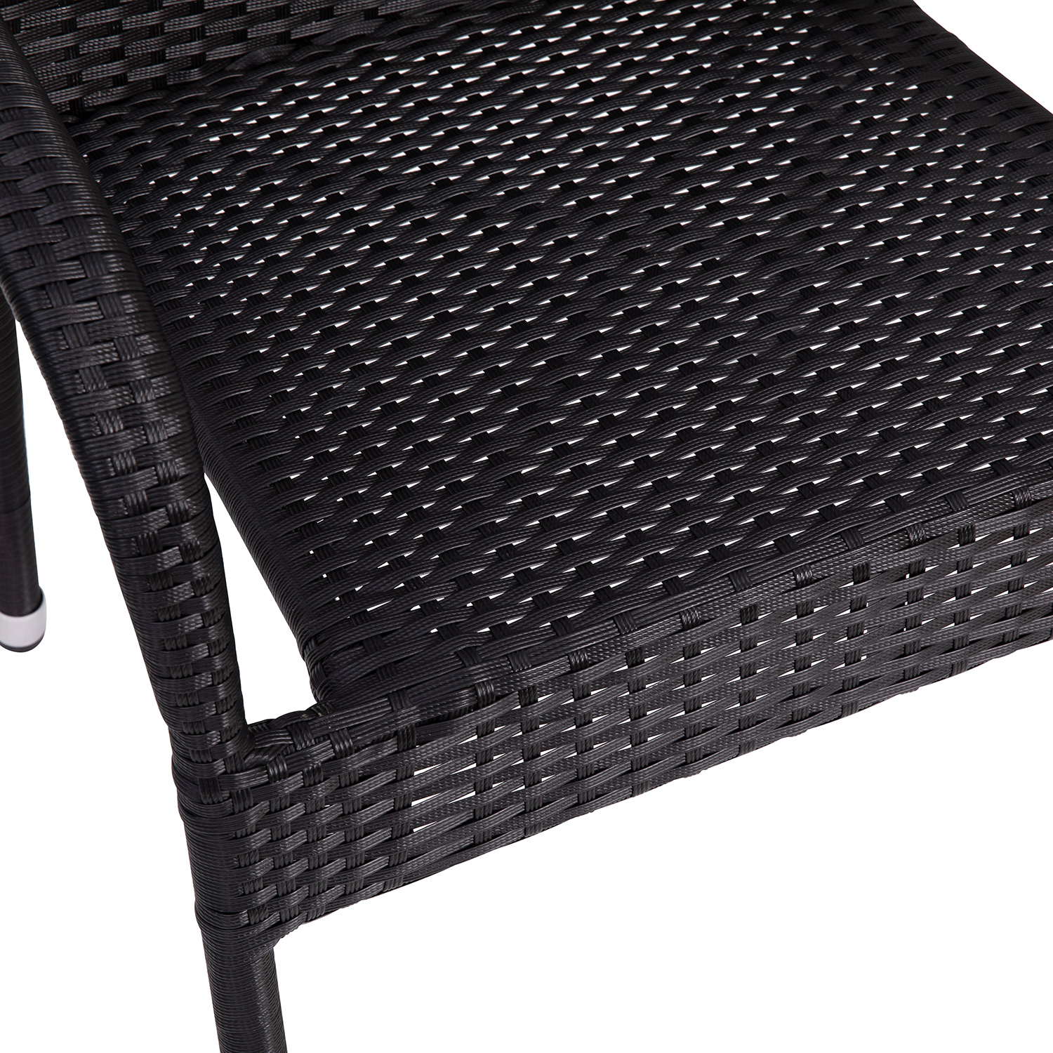 BLNK Maxim Stackable Indoor-Outdoor Wicker Dining Chairs with Arms Set of 2 - Black