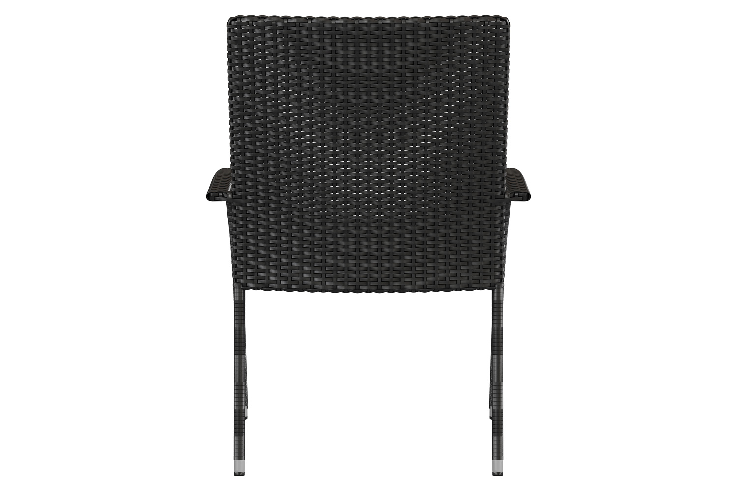 BLNK Maxim Stackable Indoor-Outdoor Wicker Dining Chairs with Cream Seat Cushions Set of 2 - Black