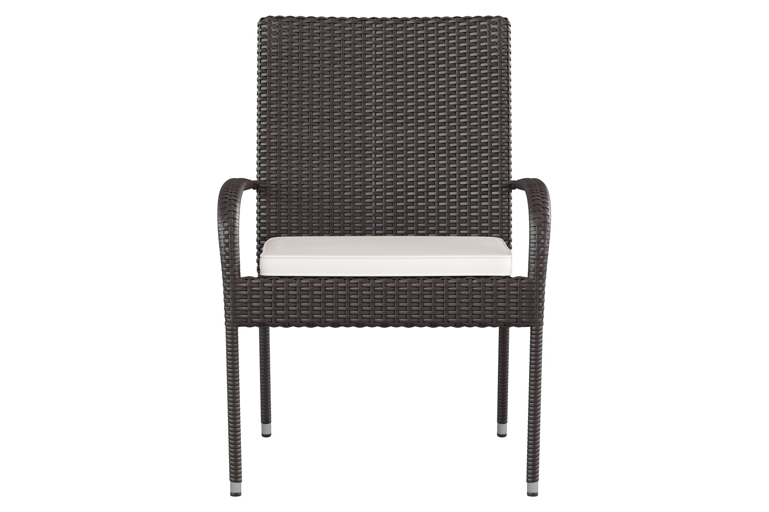 BLNK Maxim Stackable Indoor-Outdoor Wicker Dining Chairs with Cream Seat Cushions Set of 2 - Espresso