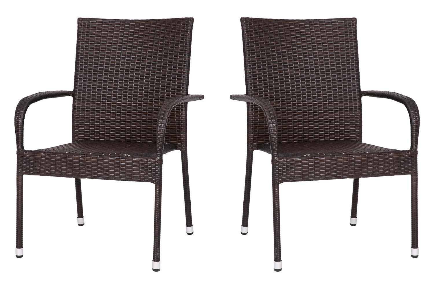 BLNK Maxim Stackable Indoor-Outdoor Wicker Dining Chairs with Arms Set of 2 - Espresso