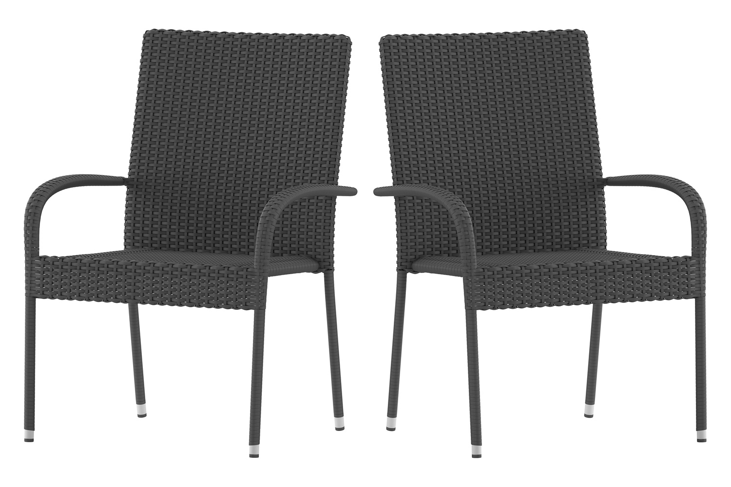 BLNK Maxim Stackable Indoor-Outdoor Wicker Dining Chairs with Arms Set of 2 - Gray